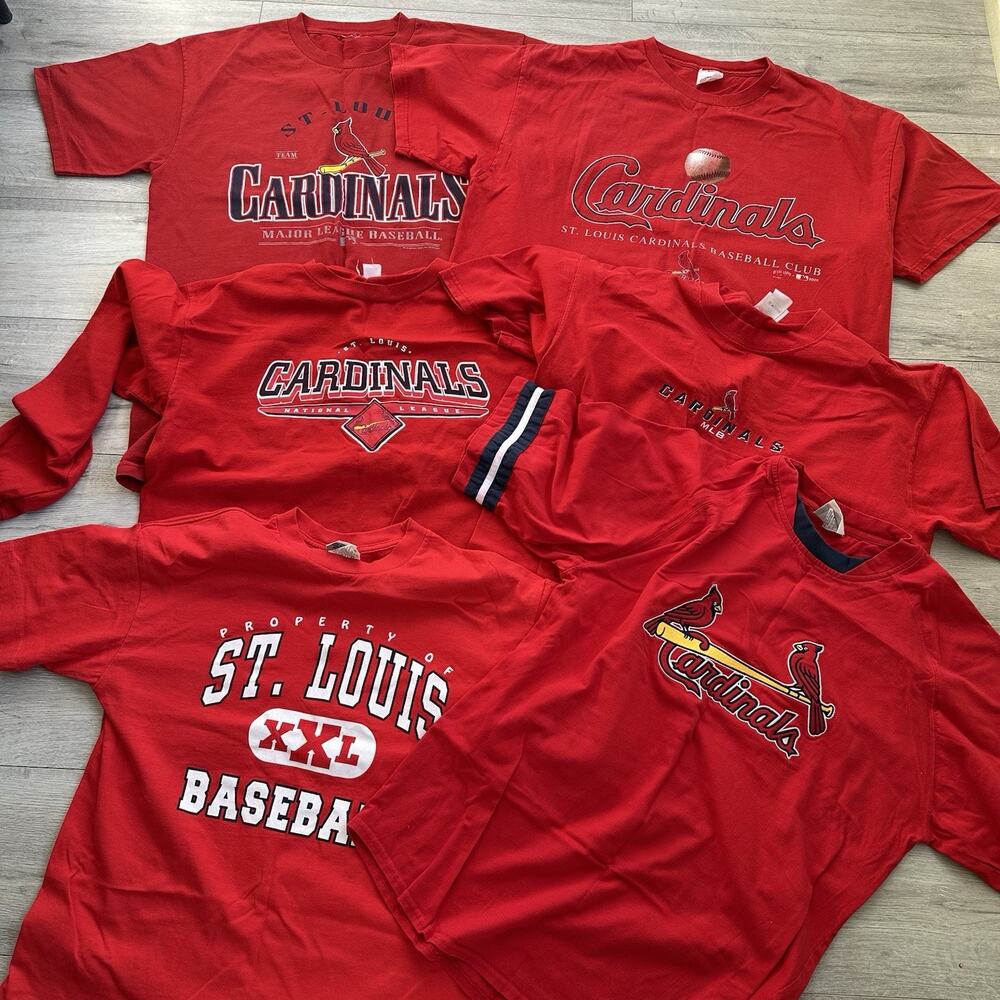VTG Cardinals Baseball Red Tshirts Lot Of 6 (~XL-XXL) Men